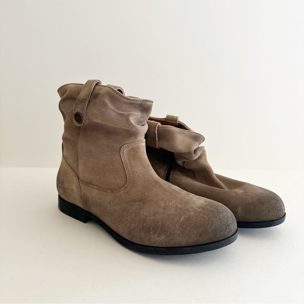 Birkenstock Taupe wax Suede leather Sarnia Moto Ankle Boots
